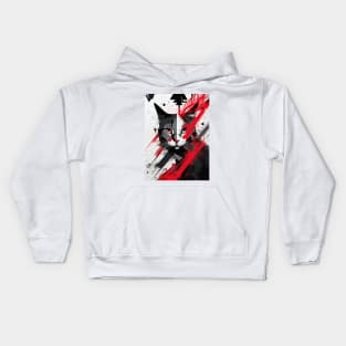 Cat Portrait: Baron Meow's Crimson Streak Kids Hoodie